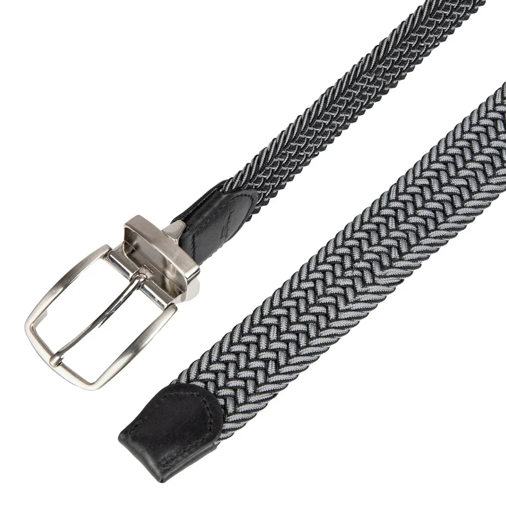 Tommy Bahama Men's Stretch Braided Reversible, Black and Gray Woven‎ Belt